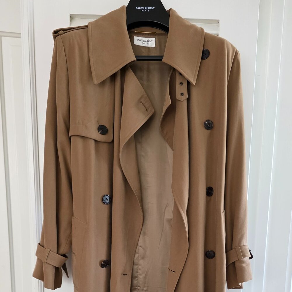 Saint Laurent Twill Trench in Sable Runway Spring/Summer 2024 Size 36